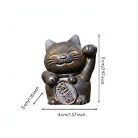 Cat Desktop Ornament Artisanal Appearance Rust Finish Cat figurine Ornament Raised Paw for Desk