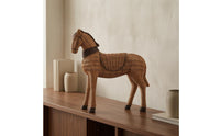 Rattan Horse Statue Woven Wicker Horse Figurine Brown