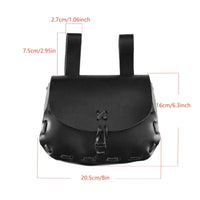 Handmade PU Leather Waist Bag Retro Medieval Waist Bag Flap-Front Reawakening Belt Pouch Laced Stitching
