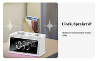 Multifunctional Ambient Sound Alarm Clock All-in-1 Bluetooth Speaker Clock Snooze Function for Heavy Sleepers, Adults, Dorm Room, Desk