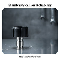 Double Sealing Rings 3/8 Quick-Connect Fitting Stainless Steel Quick-Connect Hose Adapter Black Knurled Grip 3/8 Inch Hose Adapter All-Metal Body