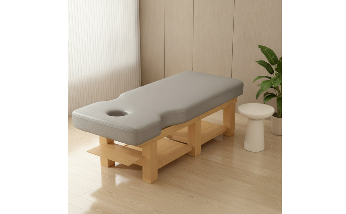 Massage Table with Storage Shelf Professional Spa Bed with Shelves Comfortable Stationary Massage Table for Masseuses, Estheticians, Salon