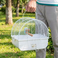 Bird Cage Travel Cage with Half Dome Shape, Portable Outdoor Cage for Small Birds, Parrot Carrier Bag with Pull Out Drawer and Single Perch