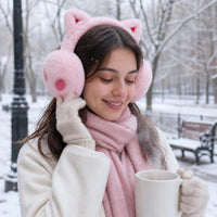 Women's Plush Cat Paw Earmuffs, Warm Windproof Ear Covers for Winter