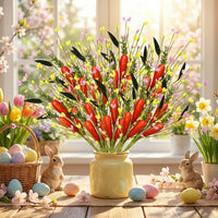 Artificial Carrot Branch Colorful Colors Decorative Carrot Bouquet Realistic Appearance Easter Egg Fruit Stem for Homeowners, Vase Arrangement, Office