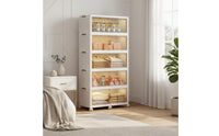 Cream Design Double Door Storage Organizer Large Capacity Foldable Plastic Wardrobe Installation-No-Assembly Plastic Clothes Storage Single for Bedroom, Living Room