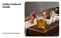 Elegant Design Phoenix Handle Tea Pitcher Heat Resistant Glass Gongdao Cup Easy to Clean Handmade Phoenix Glass Pitcher Dripless Spout for Gift Givers, Adults, Home, Kitchen, Office