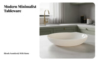 Tempered Glass Dinnerware Set, Milky Alabaster Bowls & Plates, Minimalist Design, Home Tableware, Elegant