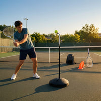 Height-Adjustable Solo Tennis Practice Aid Floor-Standing Tennis Practice Aid Portable Sports Equipment Weighted for Beginners, Backyard, Driveway, Home Court