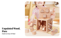 Unpainted 15 Hole Intelligence Box Early Learning Wooden Shape Sorter Box Natural Wood Wooden Shape Sorting Educational Toy Educational for Toddlers, Preschoolers, Babies, Preschool Classroom, Daycare, Playroom