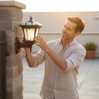 Waterproof Solar Pillar Light Decorative Solar Wall Light Weather Resistant Outdoor Wall Lantern Energy Saving for Villa Gate, Courtyard, Roof Terrace