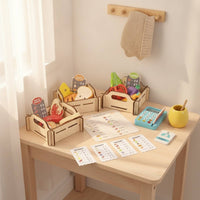 Educational Grocery Store Toy with Calculator Interactive Wooden Supermarket Toy Child-Led Pretend Grocery Store Compact for Children, Preschoolers, Toddlers, Playroom, Classroom, Daycare