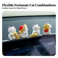 Funny Fortunate Cat Figurine Resin Material Car Console Ornament Collectible for Desktop, Office