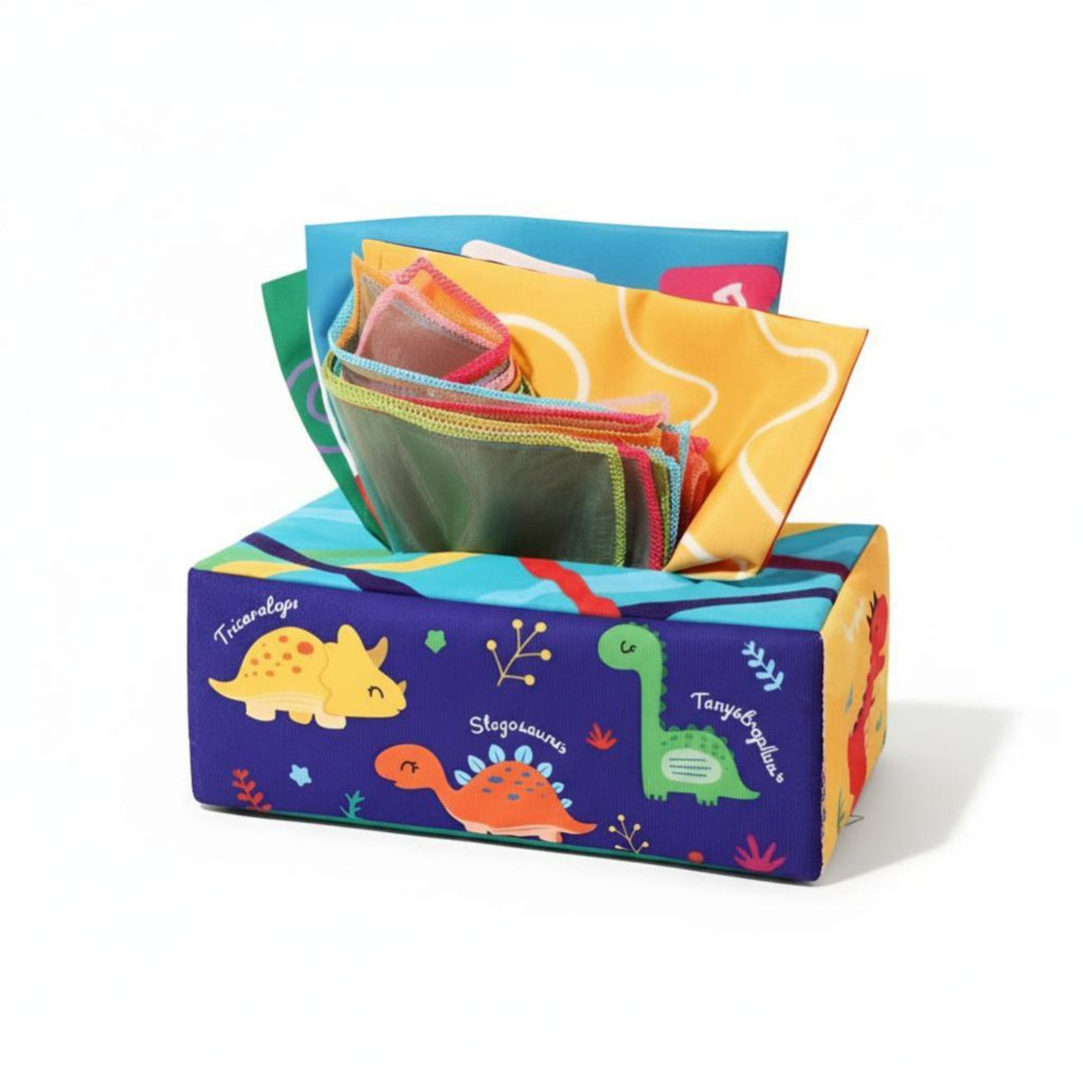Baby Crinkle Tissue Box Toy, Tear-Resistant, Chewable, Tactile Cloth Book, Early Education, Fine Motor Development