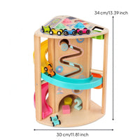 Natural Wood Finish Wooden Car Track Toy Painted Accents Wooden Ball Track Structure for Children