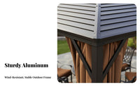 4-Post Rigid-Roof Gazebo Sun Protection Rigid-Roof Gazebo with Curtains Weather-Resistant Pavilion for Residents, Event Space Owners, Backyard, Deck