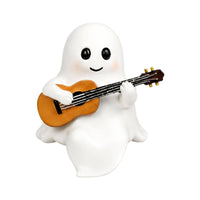 Cute Ghost Figurine with Guitar Miniature Ghost Statue with Guitar Compact Home Decor Piece Playful for Music Lovers, Desk, Nightstand