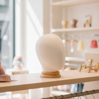 Tabletop Child Mannequin Head with Wooden Base Faceless Kids Display Head with Wooden Stand Versatile Model Realistic for Photography Studios, Craft Fairs