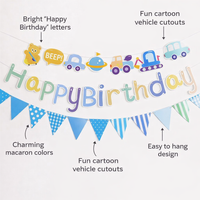 Colorful Face Birthday Banner for Kids Party, Letter Decoration with Cartoon Design, Shower Celebration Bunting Flags