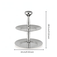 Two-Tier Serving Stand Stainless Steel Tableware Elegant for Home Bakers