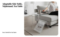 Modern design Transparent Tiered Table Space-Saving Transparent C-Table Multi-Functional Nightstand Easy to Clean for Apartment Dwellers, Interior Decorators, Living Room, Small Spaces, Home Office, Entryway