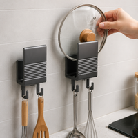 Set of 2 Kitchen Lid Wall Mounts, Matte Space Aluminum Cutting Board Organizer, Functional Drying and Storage