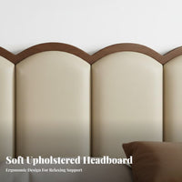 Durable Wood Construction Upholstered foundation Bed mid-century modernera Modern Design Upholstered Bed Frame Padded Headboard Bedroom Furniture Retro design for partners, Homeowners, Families with Children, Guest Room, studio apartment, Apartment