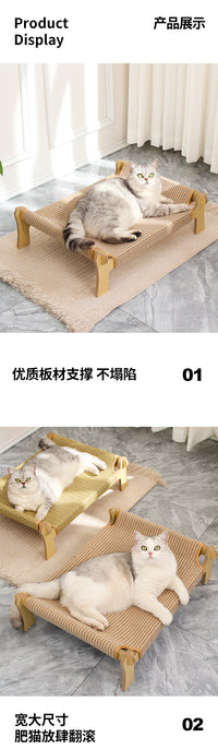Cat Bed Summer Rattan Hammock Removable Washable Lounge Chair Elevated Camp Bed for Cats