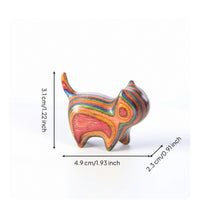 Tea Pet Mini Desktop Ornament Carved Cat Wooden Cat Ornament Polished for Collectors, Desk, Bookshelf