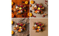 Wreath with Glass Holder Harvest Pumpkin Candle Wreath Rustic for Mantel