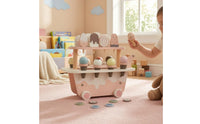 Wooden Ice Cream Cart Pink and Pale Ice Cream Cart Floral Wheels for Playroom