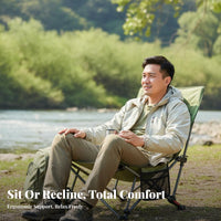 Lightweight Adjustable Outdoor Recliner No Assembly Required Camping Chair Heavy Duty Frame Folding Lounger High Load Capacity for Beachgoers, Sunbathers, Fishing, Beach, Poolside, Backyard