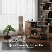 Mobile with Wheels Swivel-Top Tea Station Space-Saving Design Serving Mobile Tea Station Multi-Functional Household Furniture Integrated Storage for Apartment Dwellers, Homeowners, Interior Decorators, Living Room, Office, Balcony