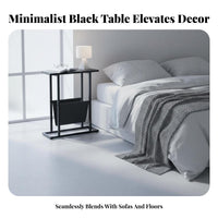 Minimalist Design C-Shaped Sofa Table Space-Saving C-Shaped Table Multi-Functional Nightstand 2-Tier Storage for Apartment Dwellers, Homeowners, Work-from-Home Professionals, Living Room, Bedroom, Small Spaces, perusing corner