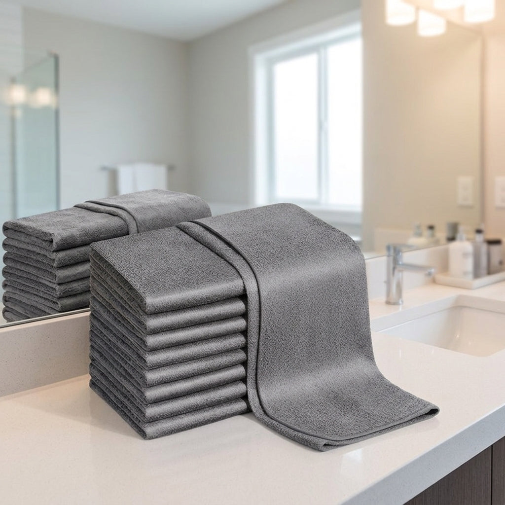 Thickened Magic Cleaning Cloth Microfibre Cloth, Streak-Clear Cloths for Glass and Mirrors, Non-Shedding Cleaning Cloths for Panes, Dark Gray