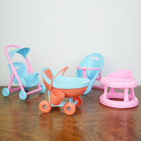 Toy Table and Chair Set with Cart for Dolls, Articulated Figures