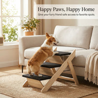 Dog Steps for Bed and Sofa with Adjustable Height, Wooden Ramp for Small to Medium Pets, Wide Stable Design for Home Furniture, Dachshund Friendly