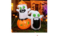 Inflate Inflatable Pumpkin with Ghosts Outdoor Halloween Inflatable Quick Inflation Pumpkin Ghost Easy Setup for Families, Homeowners, Yard, Lawn, Garden, Porch