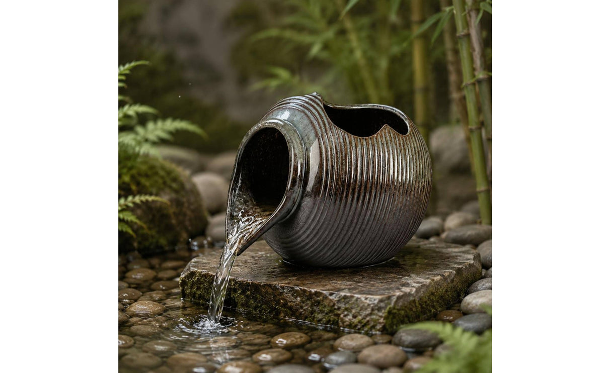 Rotating Water Pot Fountain DIY Setup Ceramic Pot Spitter Easy to Use for Garden