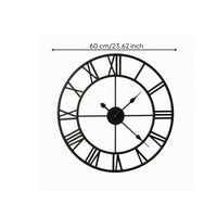 Unframed Frame Black Roman Numeral Wall Metal Frame Wall Clock Retro Noiseless Round Wall Metal Frame Wall Clock European Style Home Decor Decorative for Living Room