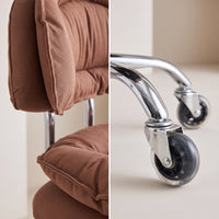 Ergonomic Wheeled Swivel Chair Smooth Rolling Chair with Backrest Compact Adjustable Stool with Wheels Heavy-Duty for Nail Technicians, Esthetician, Drafting Table