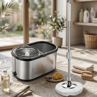 Stainless Steel Rotating Mop Easy to Clean Hands Mop Bucket Set Reusable Cleaning Tool for Home, Office