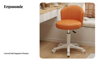 Height Adjustable Wheeled Low-Back Vanity Chair 360° Swivel Low-Back Rolling Chair Stable 5-Star Base Home Seating High-Density Cushion for Women, Students, Teens, Dressing Room, Bedroom, Small Areas