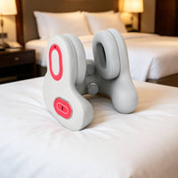 Soft Padded U-Shaped Neck Pillow Portable U Shaped Neck Massager Light Beige Travel Gear Pink-Red Trim for Relaxation, Sleep