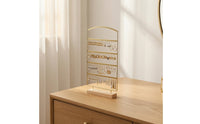 4-Tier Earring Display Stand Minimalist Earring Holder Organized Jewelry Display Rack with Wood Base Space-Saving for Boutiques, Dresser