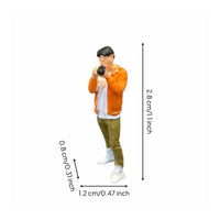 Miniature Man Figurine Realistic Details Painted Resin Figure Mini Size 1/64 Scale Resin Figure for Photographers, Collectors