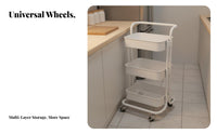 Mobile Storage Rack Space-Saving Wheeled Storage Rack Push Handle Multi-Layer Trolley for Parents, Kitchen, Washroom, Living Room