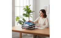 Mesh File Organizer Slanted File Tray Organizer Open Front Desktop Document Tray for Home Workspace