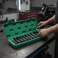 11 Pieces Metric Deep Socket Set High-Force Impact Socket Set 6-Point Tool Organized for Motorcycle Maintenance