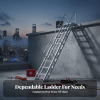 Aluminum Alloy Ladder with Handrails Heavy Duty Welded Aluminum Stair Anti-Slip Steps Rooftop Climbing Ladder for Homeowners, Rooftops, Outdoor, Roof